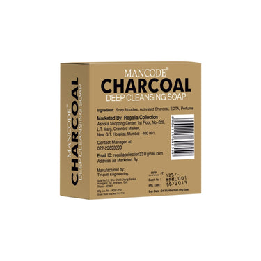 Mancode Activated Charcoal Soap - 125gram | Treats Oily Skin | Refreshing | Black Color Bar Soap | Natural Essential Oil Extract - 100% Vegetable Soap | Suitable for All Skin Types Pack of 3